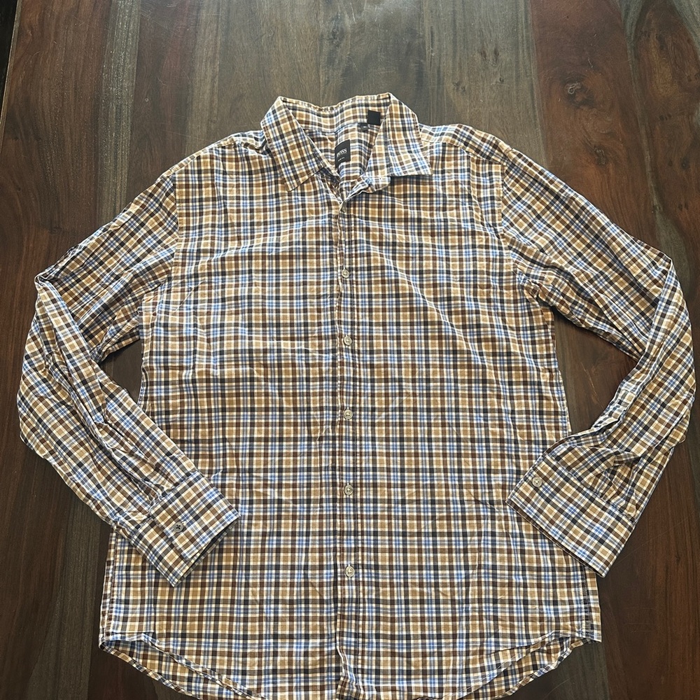 Hugo Boss Blue and Brown Dress Shirt